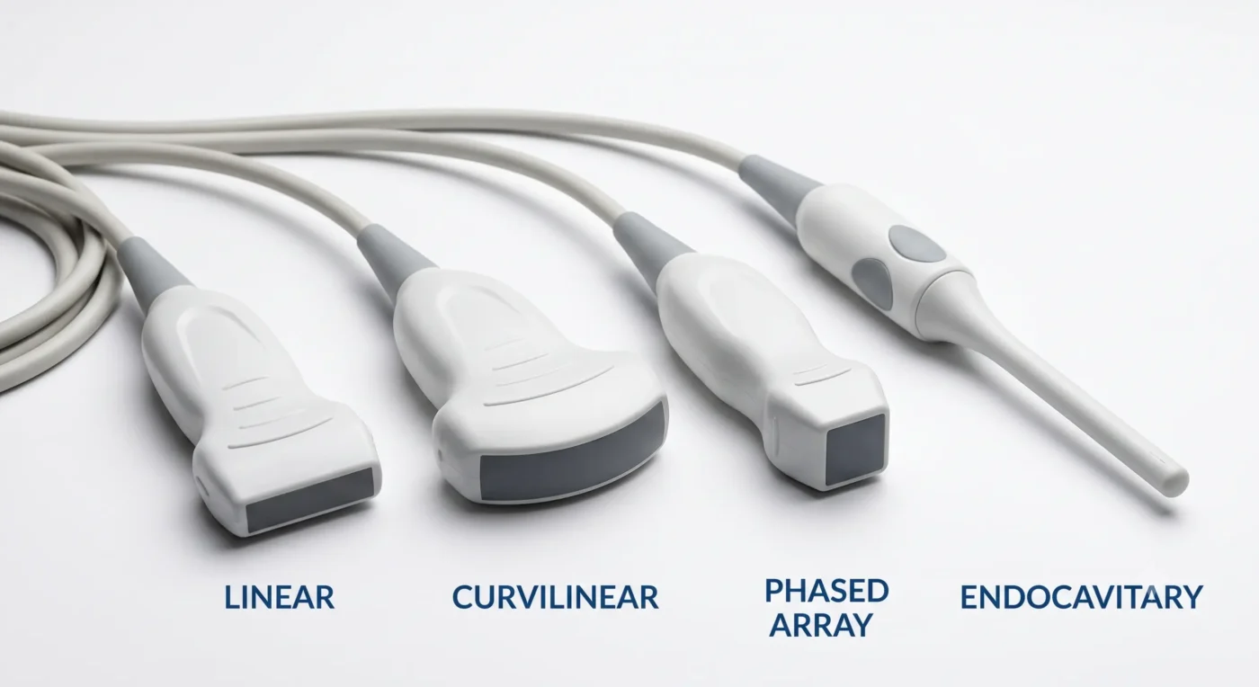 Comparison of Linear, Curvilinear, Phased Array and Endocavitary ultrasound probes